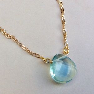 New Blue Aquamarine tone quartz Pendant Necklace